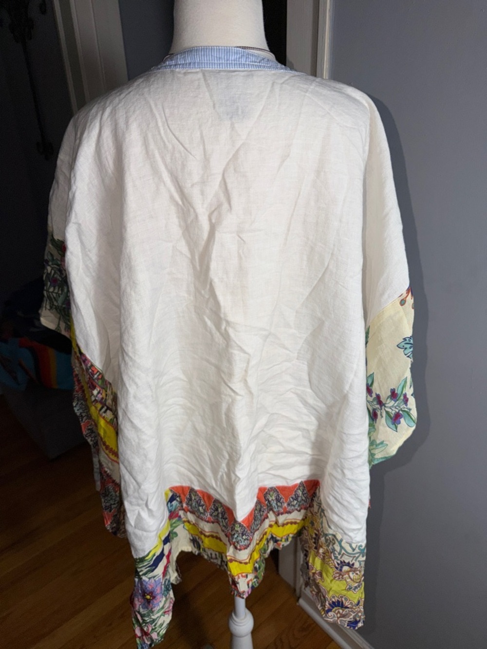 John Mark Multi-Color Embroidered Patchwork Top - Picture 5 of 9